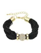 Shein Pretty Women Rhinestone Wide Chain Black Bracelet