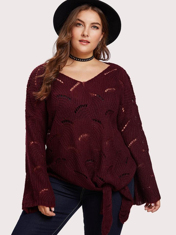 Shein Loose Knit Knot Front Jumper