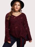 Shein Loose Knit Knot Front Jumper