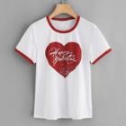 Shein Heart Print Ringer T-shirt