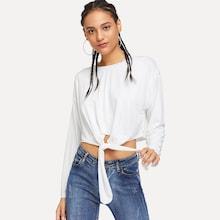 Shein Knot Front Crop Sweatshirt