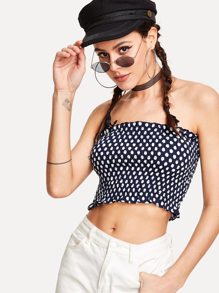 Shein Frill Trim Spot Bandeau Top