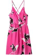 Shein Magenta Back Criss Cross Florals Dress