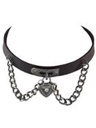 Shein Coffee Gothic Ajustable Pu Leather Choker Collar Necklace With Heart Pendant