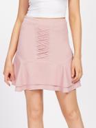 Shein Crisscross Front Layered Flared Hem Skirt