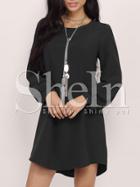 Shein Black Colbalt Long Sleeve Casual Dress