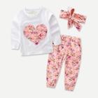 Shein Toddler Girls Calico Print Tee & Pants & Headband