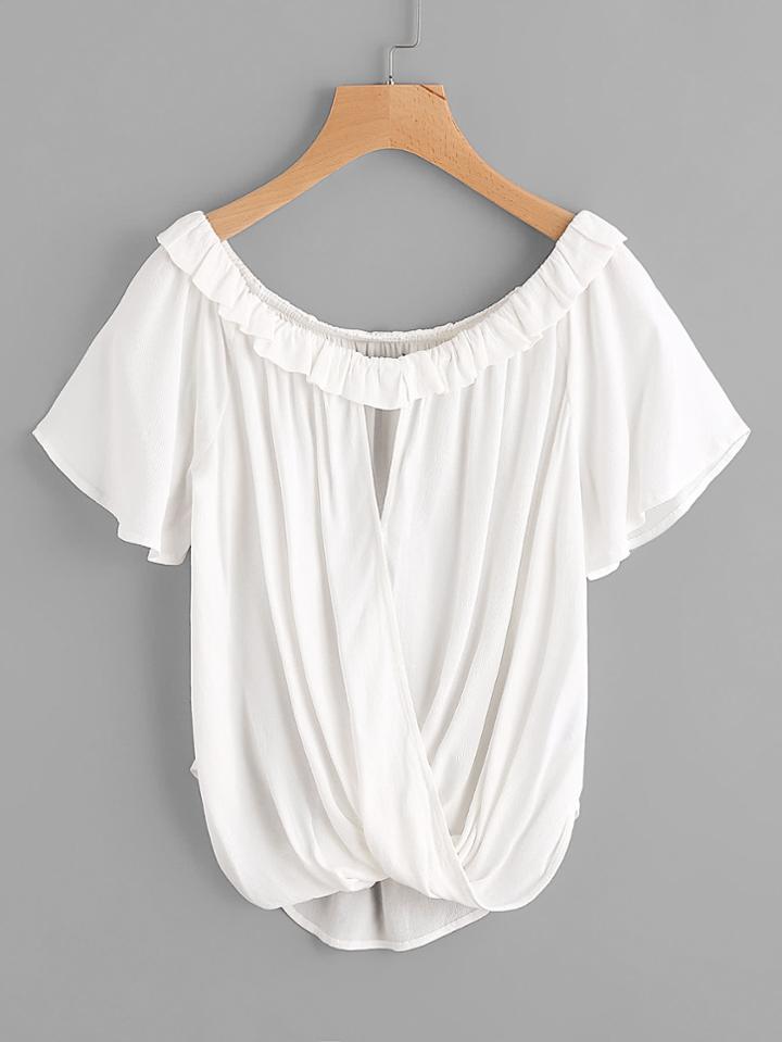 Shein Frill Trim Keyhole Surplice Top