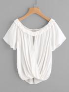 Shein Frill Trim Keyhole Surplice Top