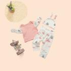 Shein Baby Flamingo Print Top & Pants & Hat