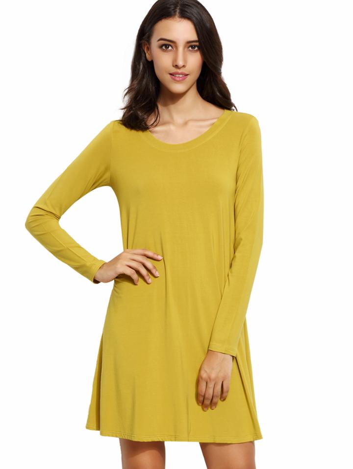 Shein Mustard Swing Tee Dress