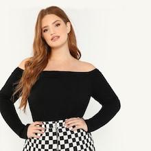 Shein Plus Off Shoulder Solid Tee
