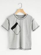 Shein Top Stitch Fake Pocket Tee