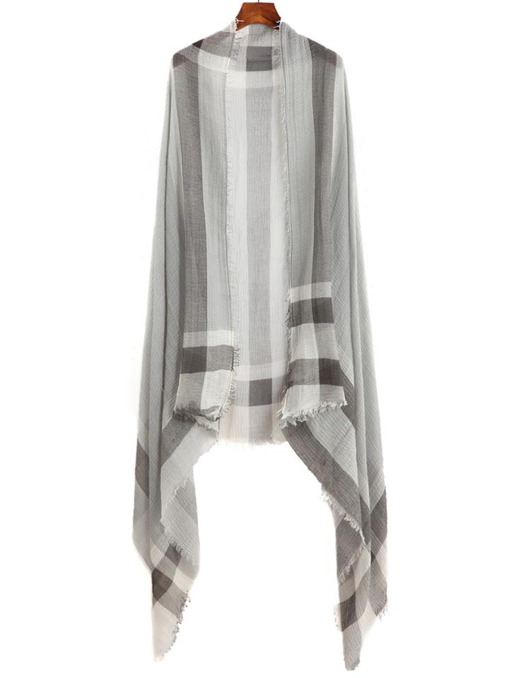 Shein Grey Raw Edge Stripe Scarf