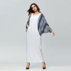 Shein Geometrical Print Batwing Sleeve Longline Dress