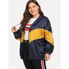 Shein Plus Color Block Hooded Windbreaker Jacket