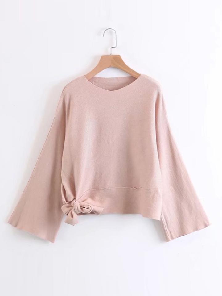 Shein Knot Detail Wide Sleeve Knitwear