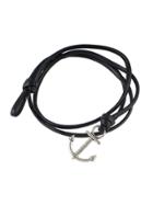 Shein Black Color Pu Leather Anchor Chain Bracelets