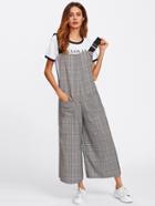 Shein Checked Wide Leg Pinafore Jumpsuit