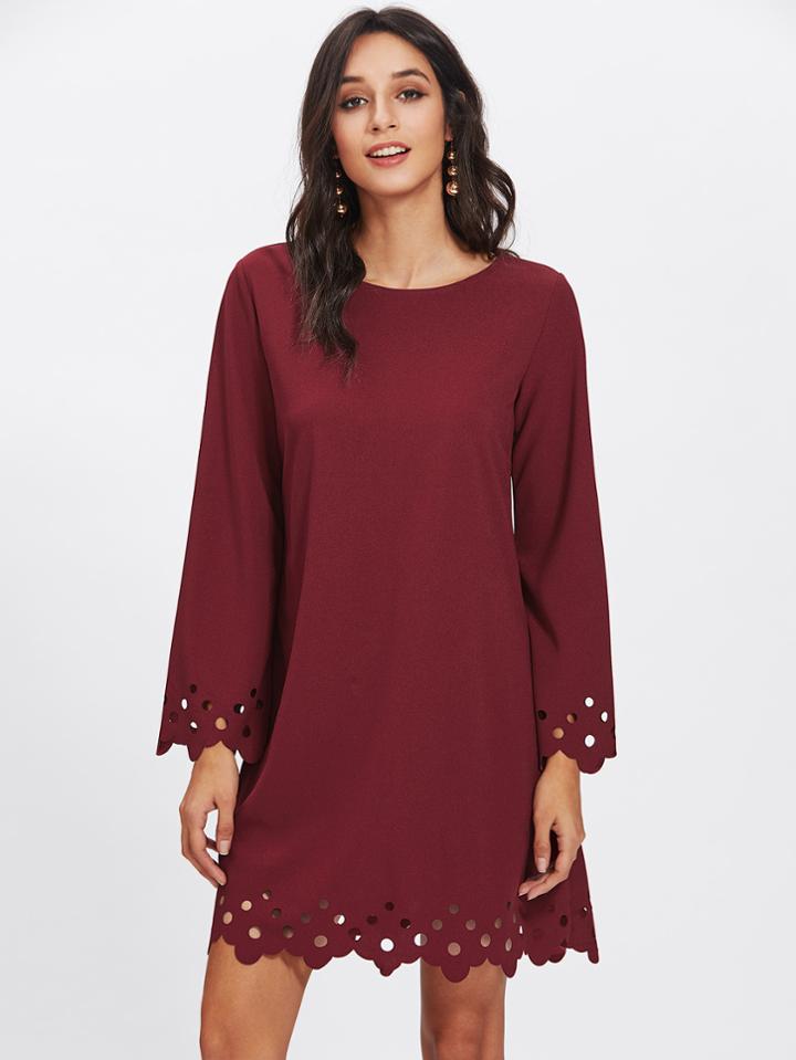 Shein Scalloped Laser Cut Trim Dress