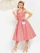 Shein Gingham Tie-strap Circle Dress