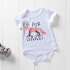 Shein Girls Letter And Fox Print Romper