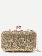 Shein Gold Glitter Evening Bag With Chain