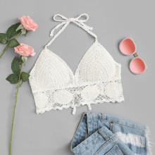 Shein Knot Detail Crochet Halter Top