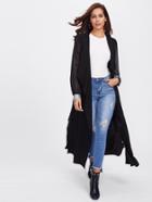 Shein Sequin Cuff Sheer Sleeve Wrap Coat