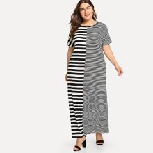 Shein Plus Contrast Stripe Maxi Dress