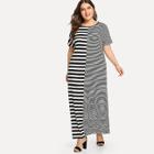 Shein Plus Contrast Stripe Maxi Dress