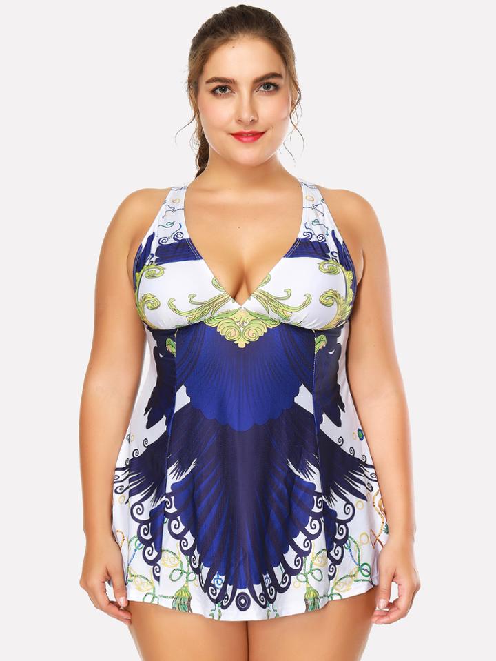 Shein Tassel Print Cross Back Tankini Set