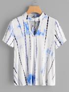 Shein Water Color Cutout Neck T-shirt
