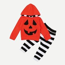 Shein Toddler Boys Hooded Top With Striped Pants