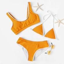 Shein Contrast Trim Swimwear Set 3pack