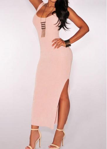 Rosewe Open Back Side Slit Pink Bodycon Dress