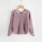 Shein Plus Criss Cross Solid Sweater