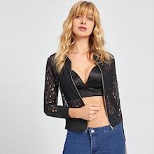 Shein Hollow Out Zip Up Front Jacket