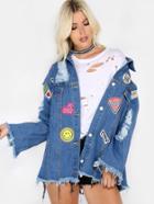 Shein Oversized Retro Inspired Jacket Blue Denim
