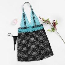 Shein Scalloped Trim Floral Lace Dress Set