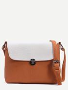 Shein Camel Tassel Trim Contrast Flap Pebbled Crossbody Bag