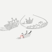Shein Girls Crown Headband & Hair Clip & Hair Comb Set 4pcs