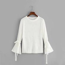 Shein Pearl Beaded Knot Detail Jumper
