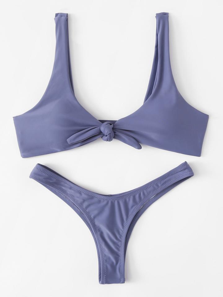 Shein Knot High Leg Bikini Set