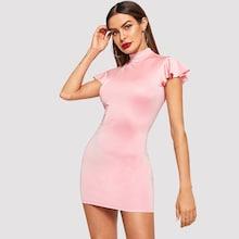 Shein Ruffle Cap Sleeve Fitted Dress