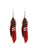 Shein Latest Design Red Long Feather Earrings For Women