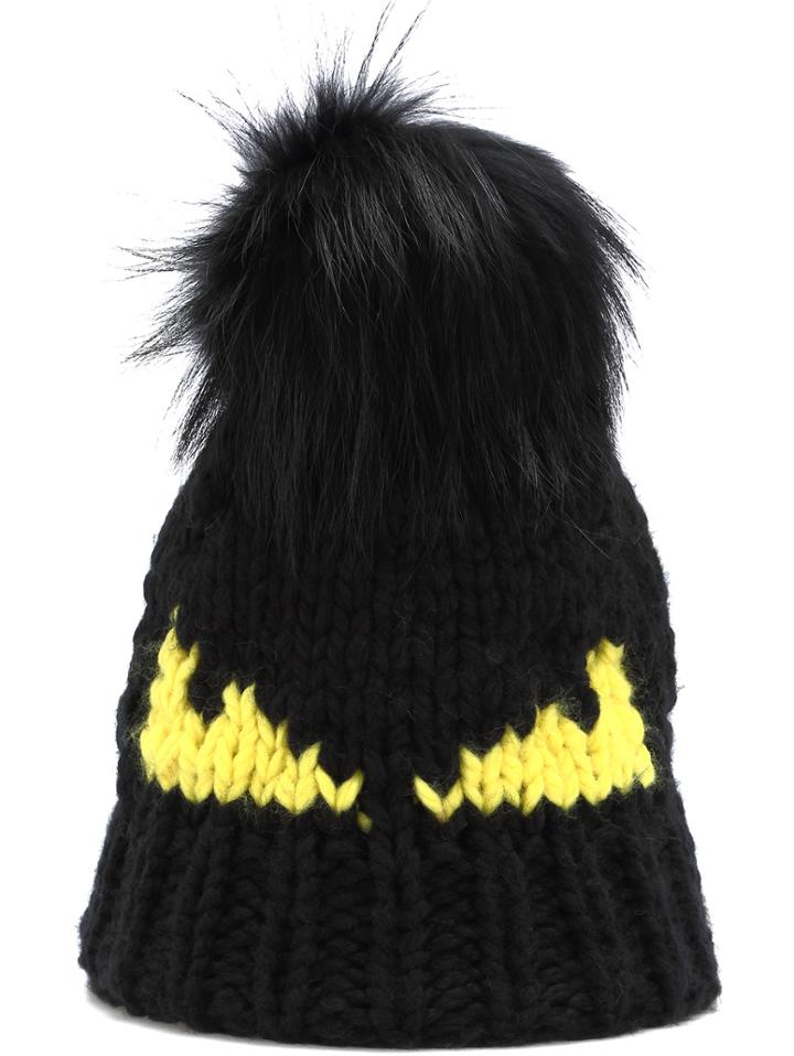 Shein Black Monster Patterned Twisted Ball Hat