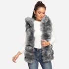 Shein Textured Faux Fur Hooded Vest