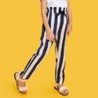 Shein Girls Knot Front Striped Pants