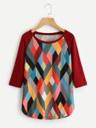 Shein Contrast Checked Tee